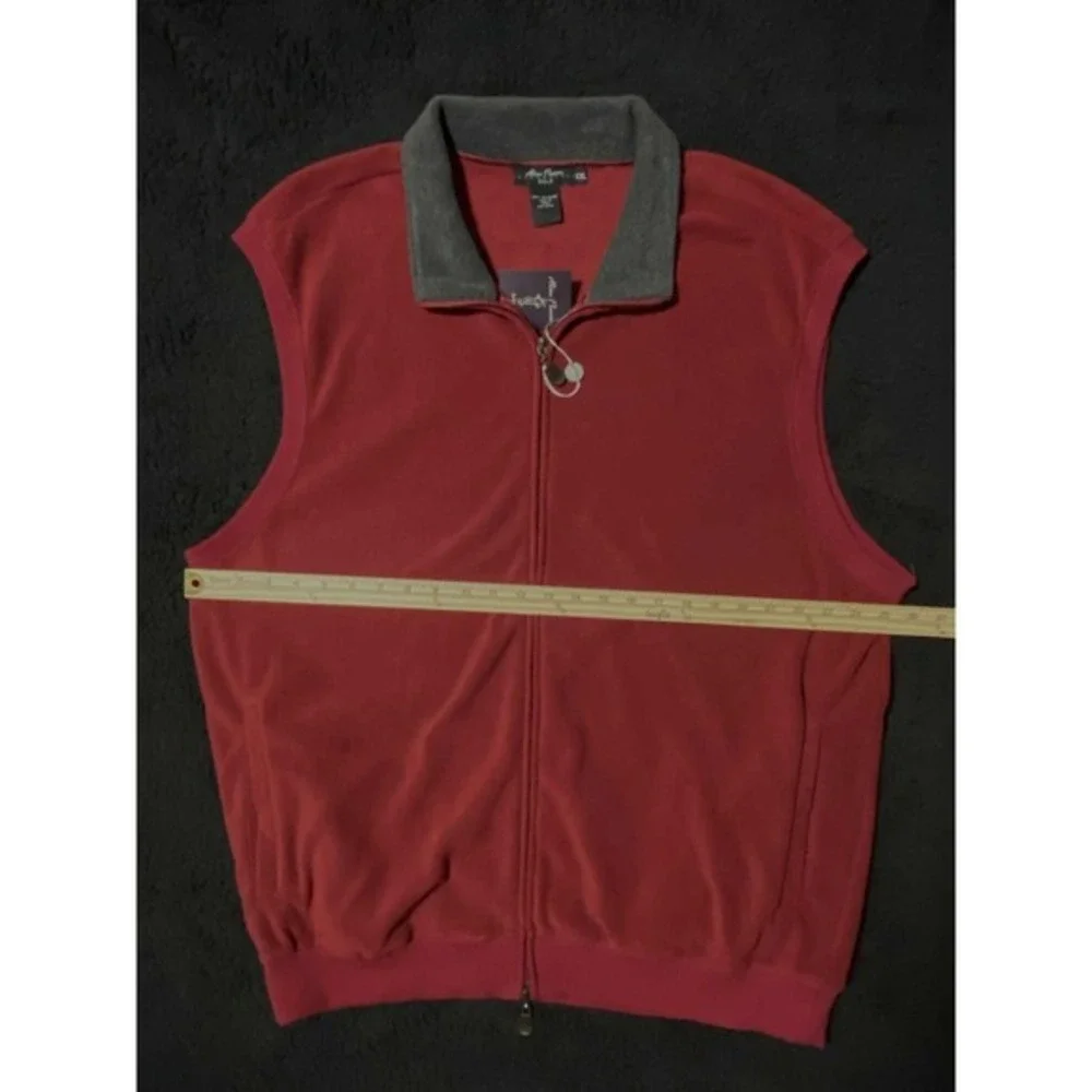 Alan‎ Flusser Golf XXL Vest Full Zip Sleeveless Sweater Menswear Maroon NWT